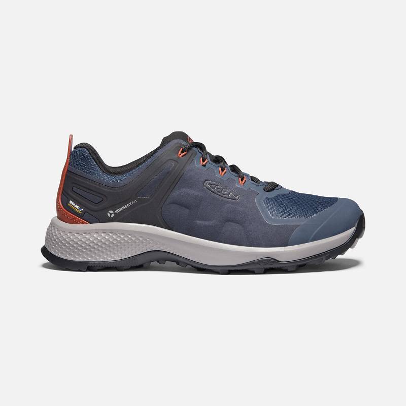 Keen Explore Waterproof Wanderschuhe Herren DE-86093 Blue Nights/Picante - Keen Herrenschuhe Blau